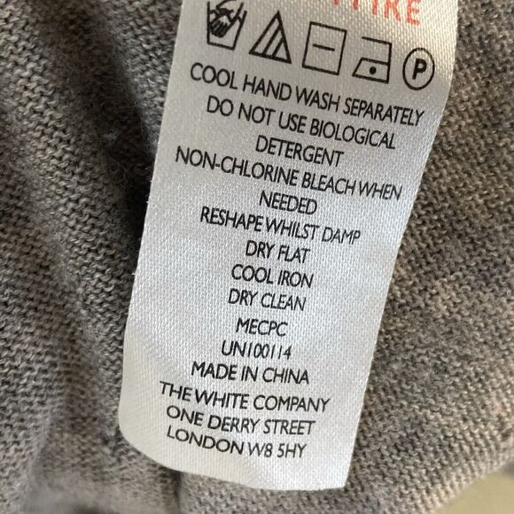 The White Company Cardigan Womens Small Merino Wool Sweater Open Front Taupe - Picture 7 of 8